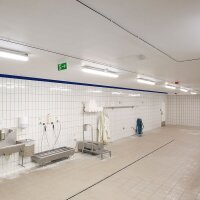 DOTLUX LED-Feuchtraumleuchte MISTRALsensor IP66 1540mm 42W Powerselect 4000K gefrostet mit Radarsensor B-Ware