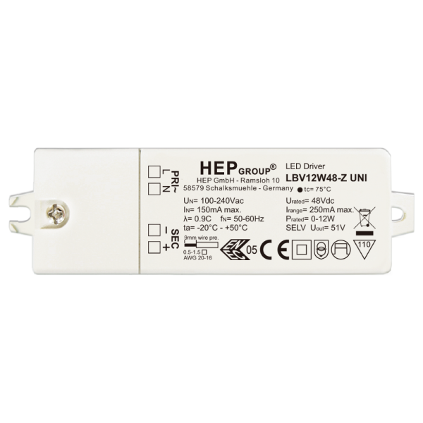 LED-Netzteil CV 24V DC 0-12W 0-0,5A nicht dimmbar IP20