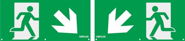 DOTLUX Erweitertes Piktogrammset Pfeil diagonal links und rechts unten für LED-Notleuchte EXITmulti (Artikel 3177) Set 2 Stück